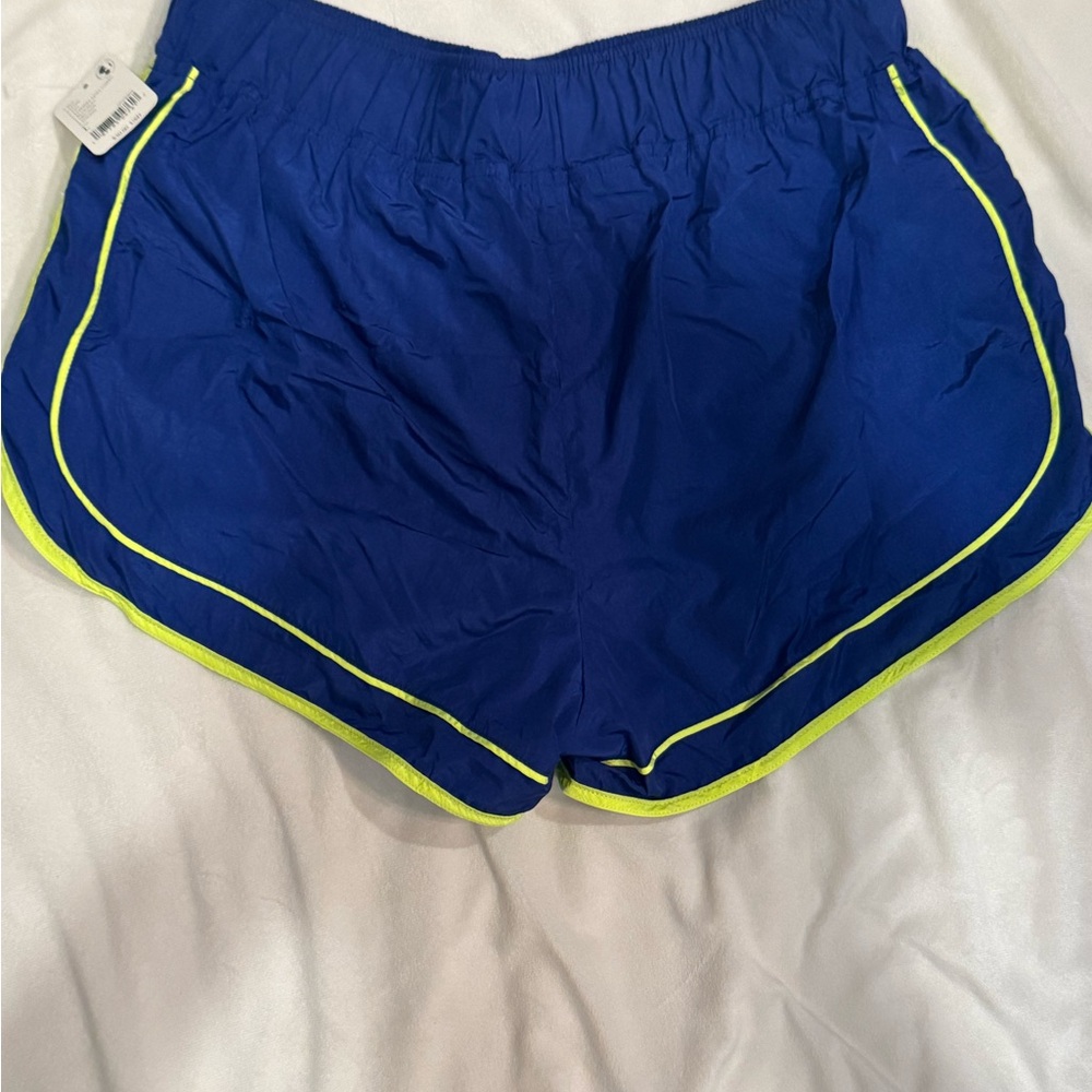 Women's Blue and Yellow Athletic Shorts - Picture 2 of 2